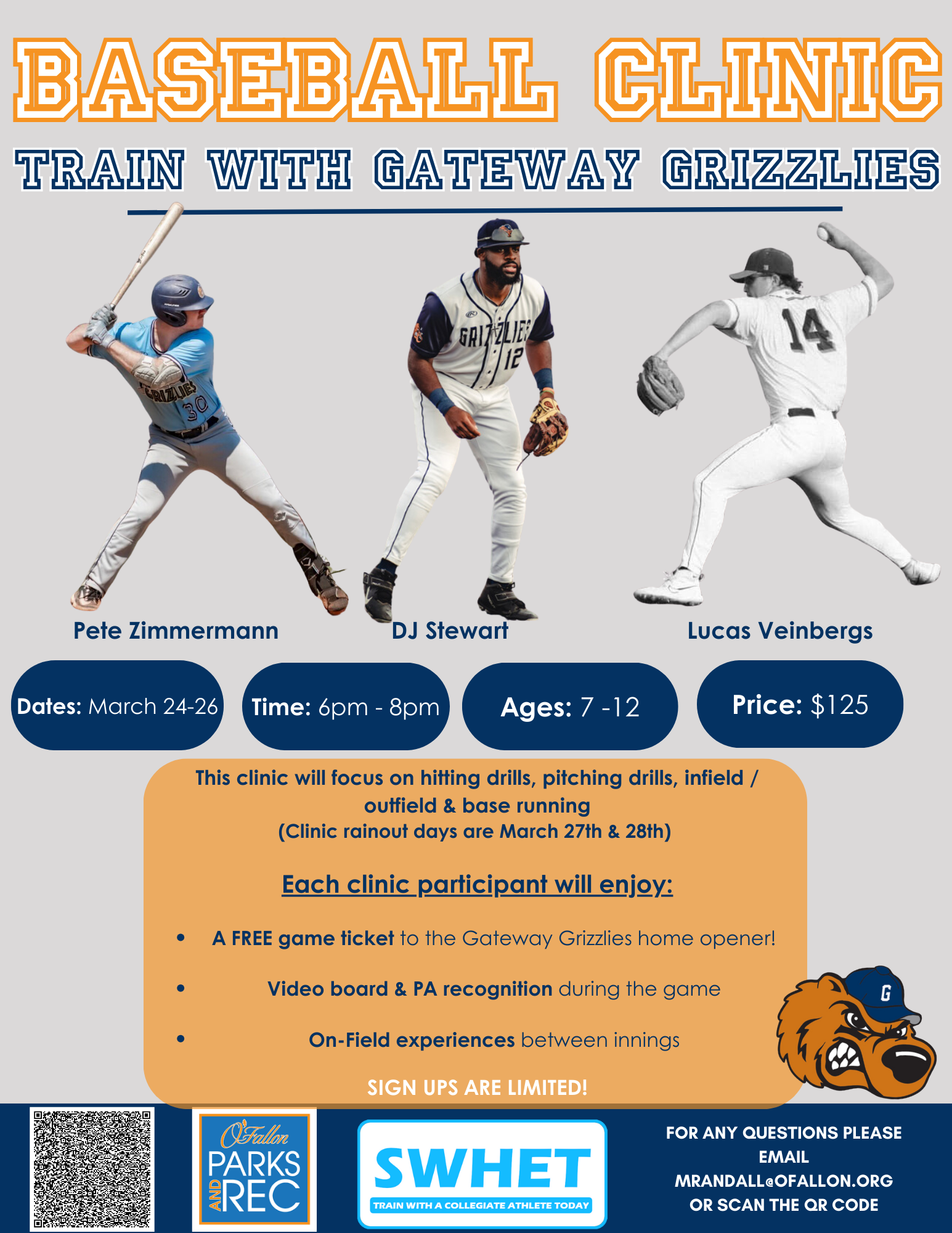 SWHET Baseball Clinics (feat. Gateway Grizzlies)